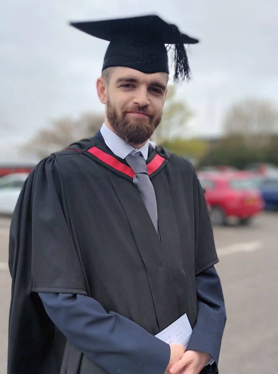 An image of me at my graduation for my Masters Degree