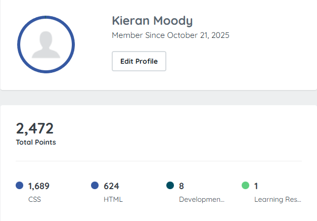 My treehouse page, visable when you click the button